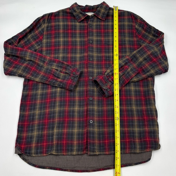 Carbon‎ 2 Cobalt Men's L Cotton Red Plaid Long Sleeve Button Down Flannel - Picture 3 of 6